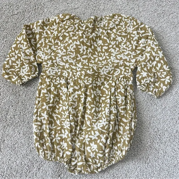 Rylee + Cru Long Sleeve Bubble Romper Ditsy Floral Gold Toddler Girl Sz 2-3 - Picture 5 of 6